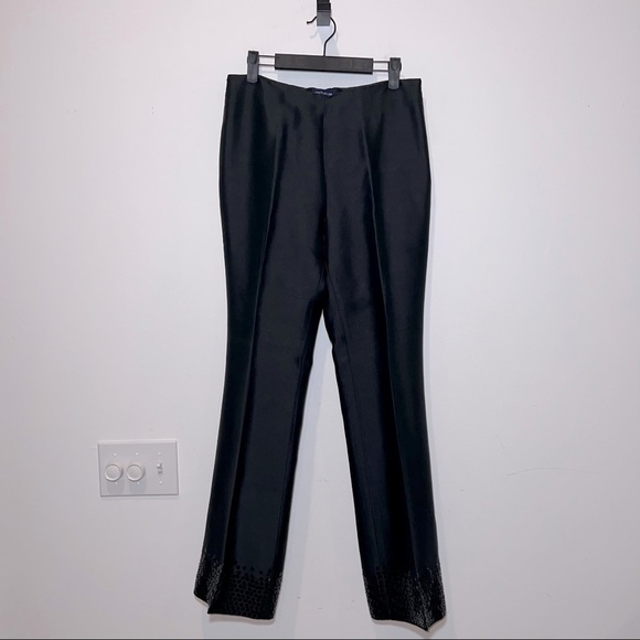 Ann Taylor Silk Trouser with Sequined Cuffs Side Zip - Picture 1 of 5